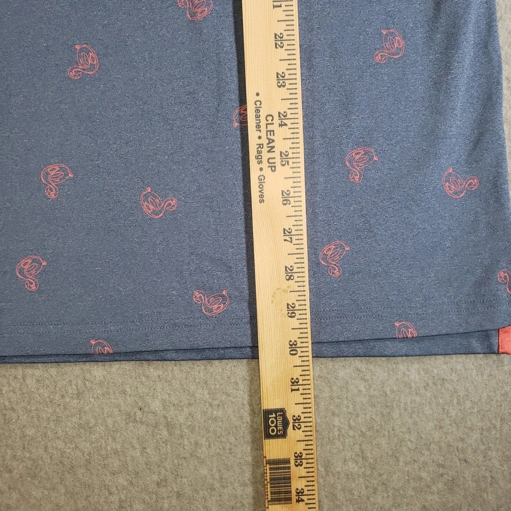 Johnnie-O Flamingo Floaty Polo Shirt Mens Lake Blue Pink Size L Short Sleeve - Picture 5 of 12